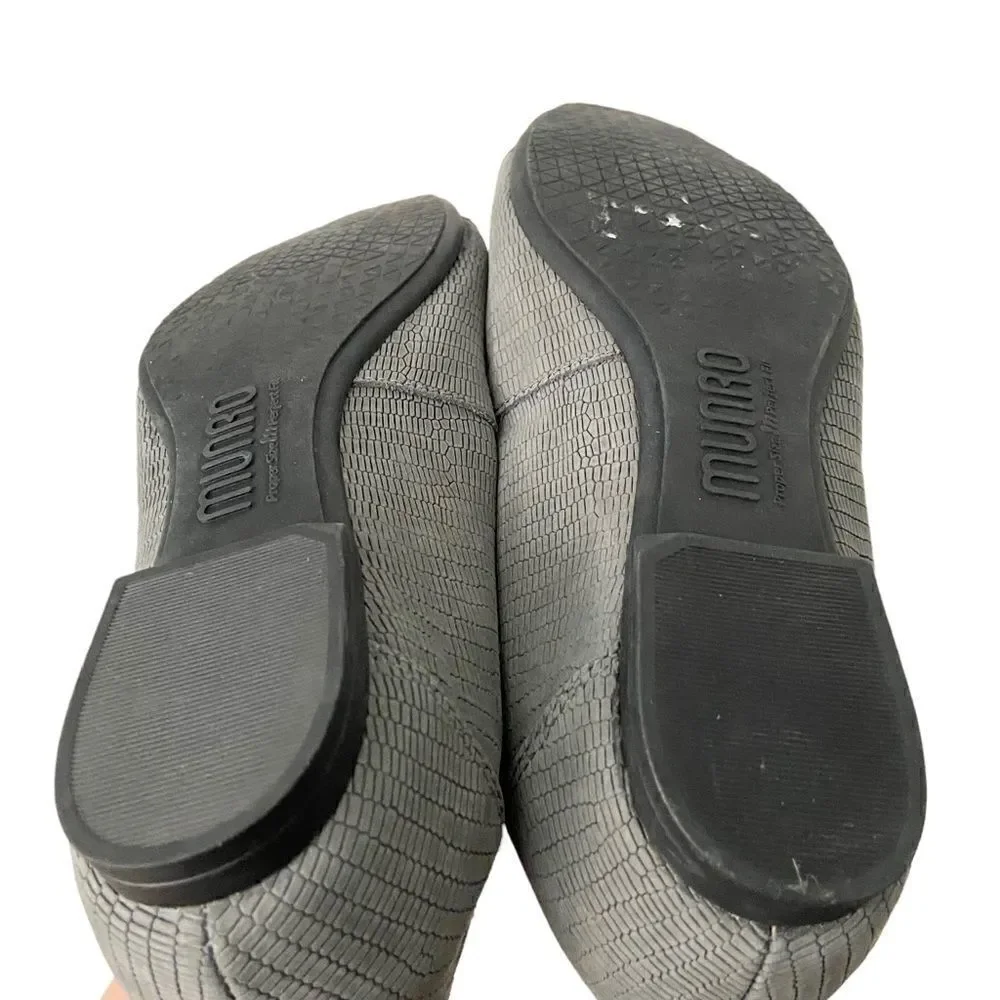 NEW Munro Danielle II Grey Lizard Print Nubuck/Patent Flat Shoes in Size 8.5W